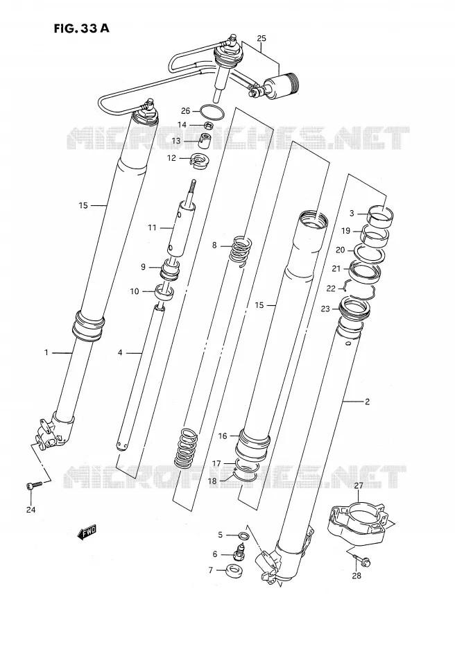 AMORTISSEUR AVANT (DR350SHN/SHP/SHR) Suzuki MOTO 350 DR 1992  DR350SN(E2)