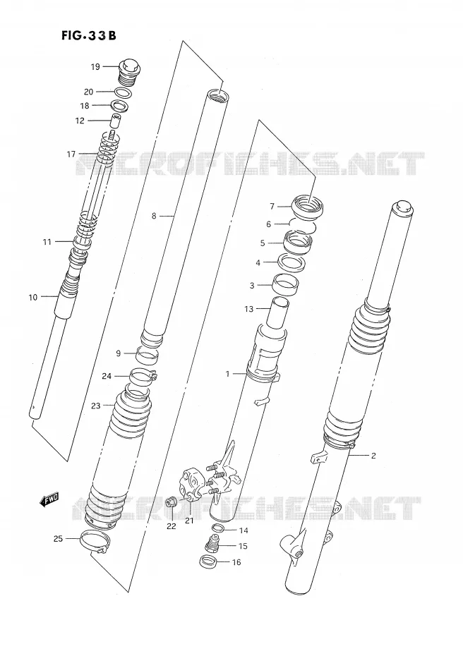 AMORTISSEUR AVANT (DR350SR E22,E24) Suzuki MOTO 350 DR 1990  DR350SL(E2)