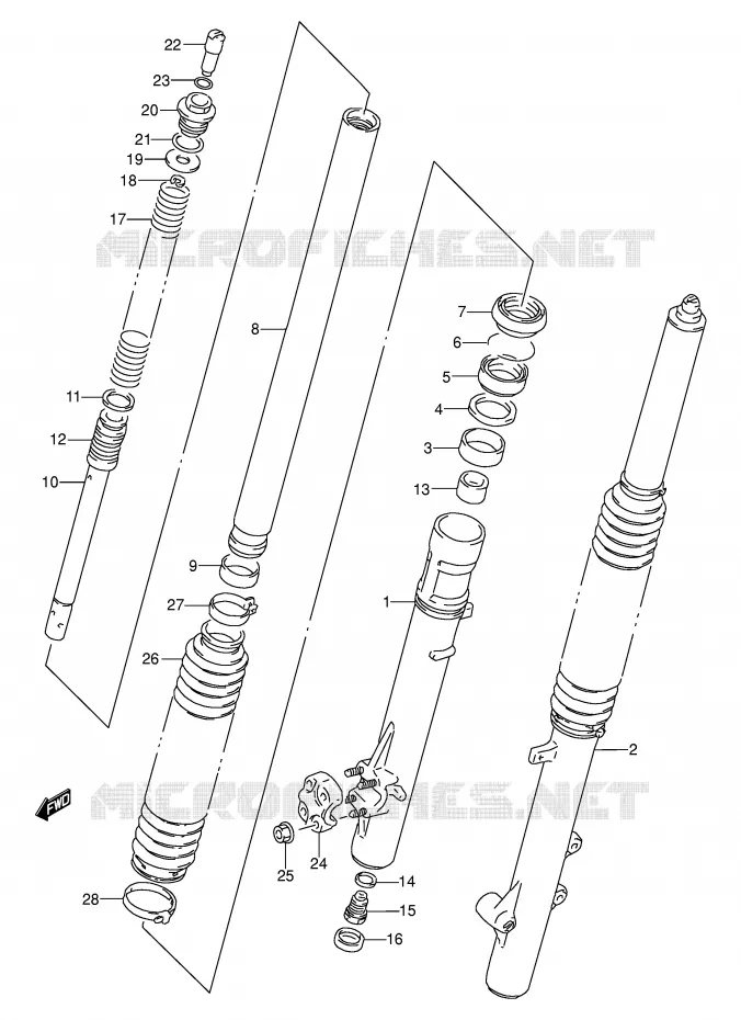 AMORTISSEUR AVANT Suzuki MOTO 250 DR 1991  DR250SM(E24)