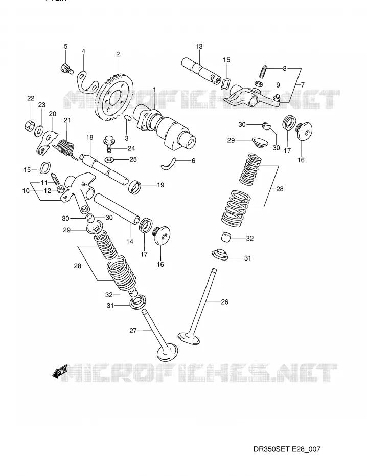 ARBRE A CAMES - SOUPAPES (MODELE L/M/N/P) Suzuki MOTO 350 DR 1992  DR350SN(E28)