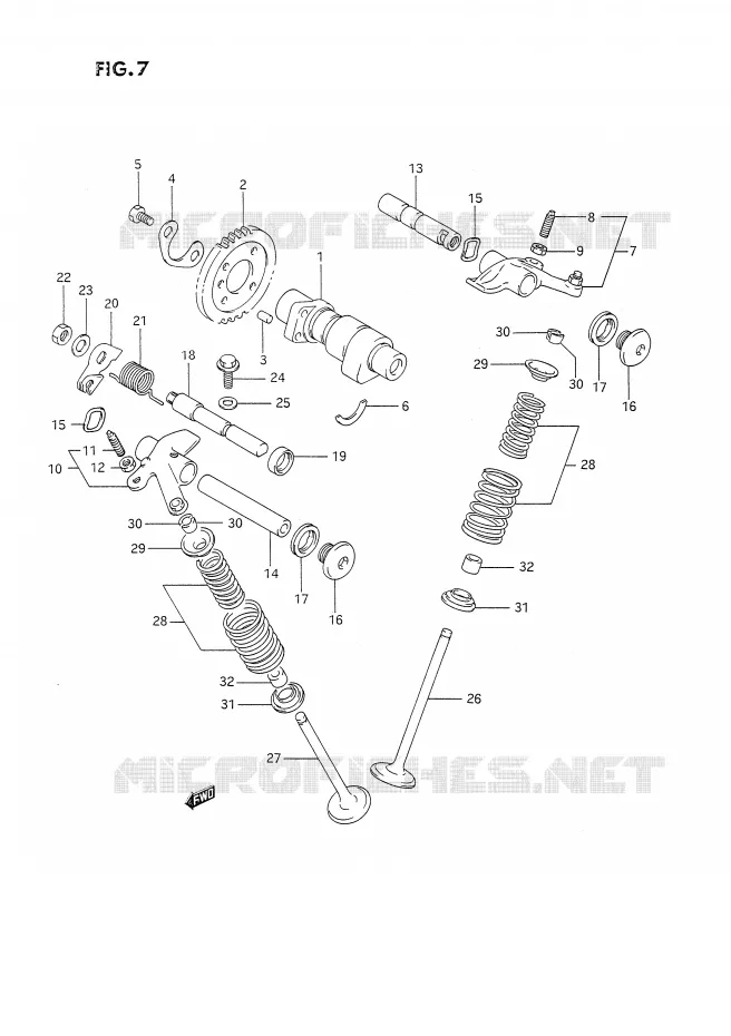 ARBRE A CAMES - SOUPAPES (MODELE L/M/N/P) Suzuki MOTO 350 DR 1993  DR350SP(E2)