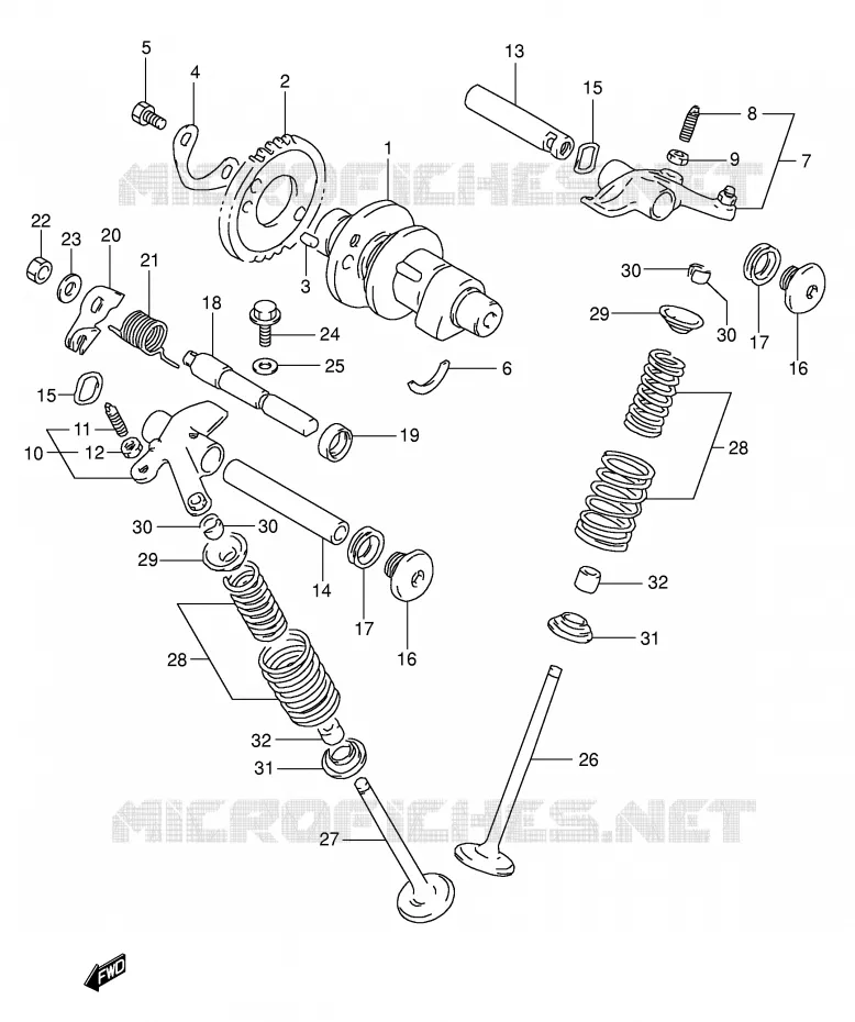 ARBRE A CAMES - SOUPAPES (MODELE R/S/T) Suzuki MOTO 350 DR 1990  DR350L(E1)