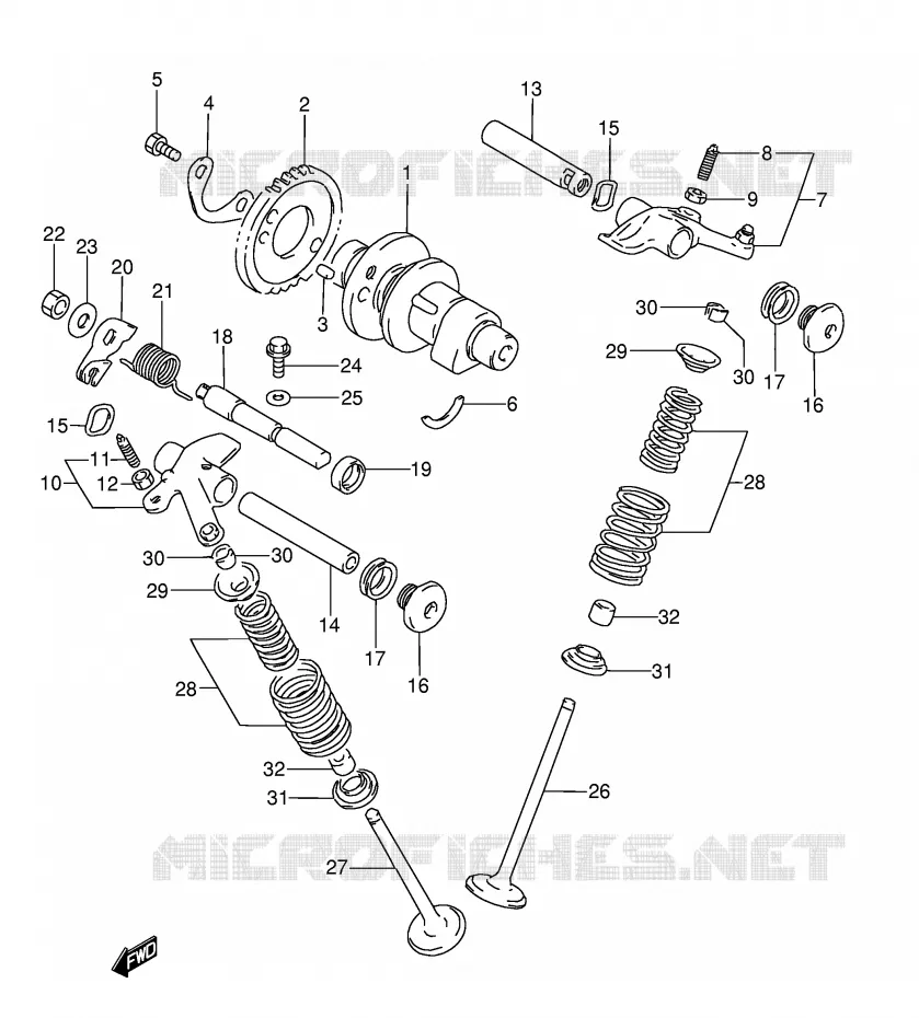 ARBRE A CAMES - SOUPAPES (MODELE R/S/T) Suzuki MOTO 350 DR 1991  DR350M(E3)