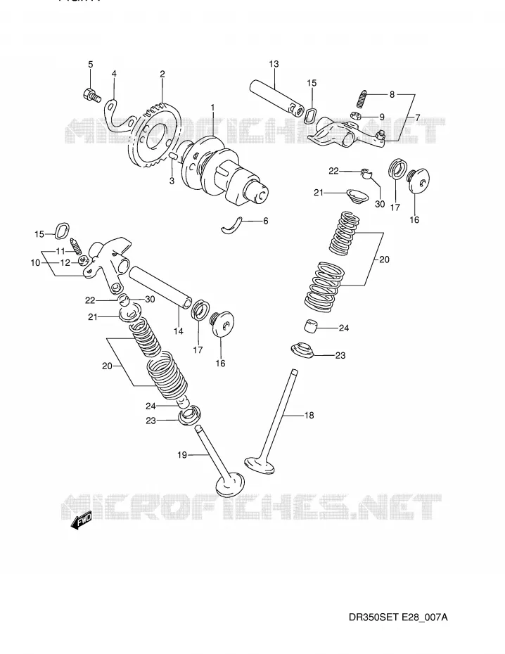 ARBRE A CAMES - SOUPAPES (MODELE R/S/T) Suzuki MOTO 350 DR 1991  DR350SM(E28)
