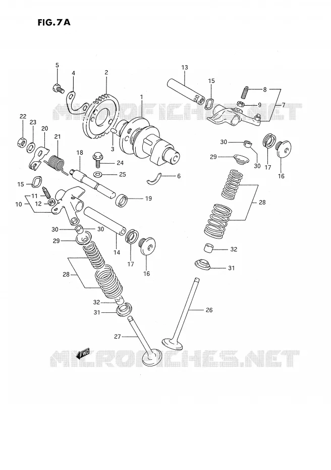 ARBRE A CAMES - SOUPAPES (MODELE R) Suzuki MOTO 350 DR 1993  DR350SP/SHP(E2)