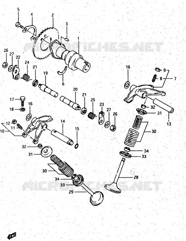 ARBRE A CAMES - SOUPAPES Suzuki MOTO 500 DR 1986  DR500G(G/H/J)
