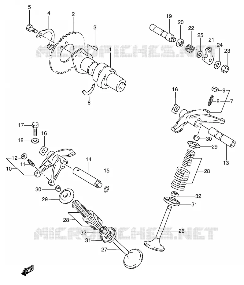 ARBRE A CAMES - SOUPAPES Suzuki MOTO 650 DR 1993  DR650RSEP(E4)