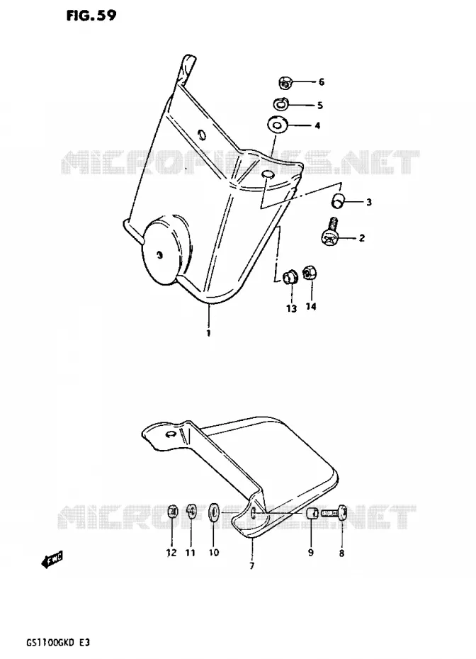 BAVETTE ARRIERE (OPTIONNEL) Suzuki MOTO 1100 GS-G 1982  GS1100GKZ(Z/2/D)
