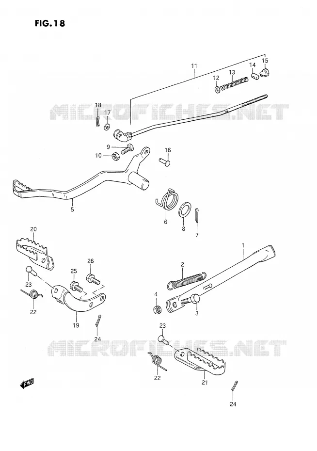 BEQUILLE LATERALE - PEDALE DE FREIN Suzuki MOTO 80 DS 1986  DS80G(E24)