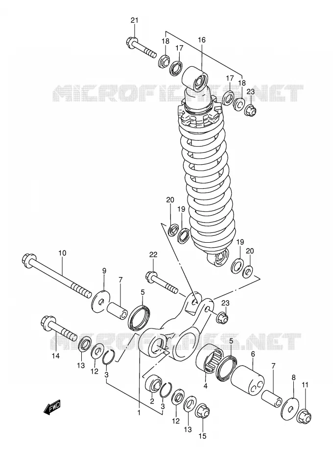 BIELLETTE DE SUSPENSION ARRIERE (MODELE K1/K2/K3) Suzuki MOTO 200 DR 2002  DR200SEK2(E3/E28)
