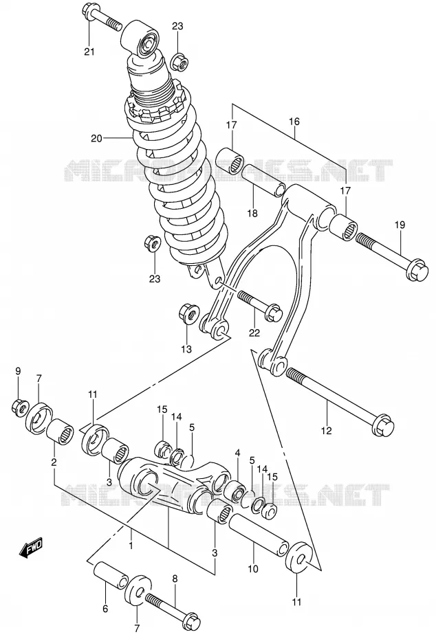 BIELLETTE DE SUSPENSION ARRIERE Suzuki MOTO 650 DR 1992  DR650SEUN(E4)