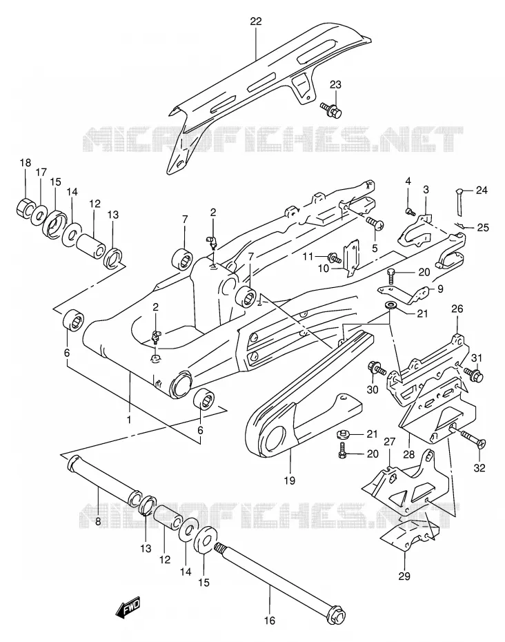 BRAS OSCILLANT ARRIERE (E24) Suzuki MOTO 350 DR 1997  DR350V(E1)
