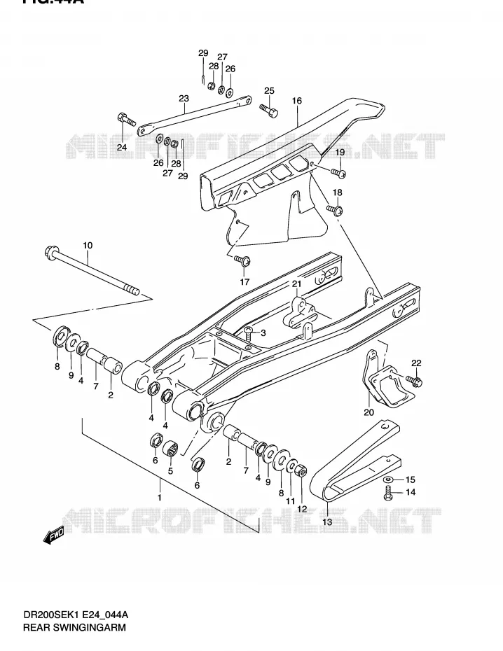 BRAS OSCILLANT ARRIERE (MODELE K2/K3/K4/K5 E6,E24) Suzuki MOTO 200 DR 2005  DR200SEK5(E24)