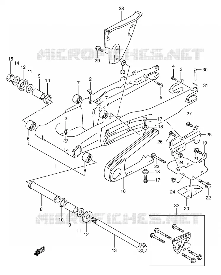 BRAS OSCILLANT ARRIERE (MODELE L/M/N/P) Suzuki MOTO 350 DR 1991  DR350M(E1)