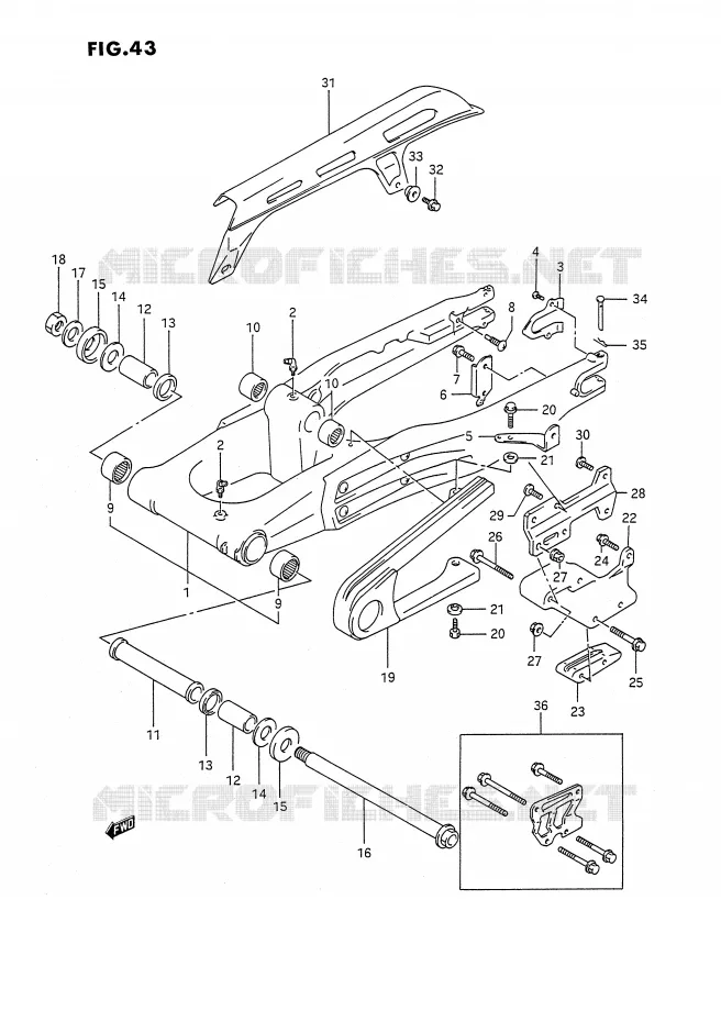 BRAS OSCILLANT ARRIERE (MODELE L/M/N/P) Suzuki MOTO 350 DR 1994  DR350SR(E2)