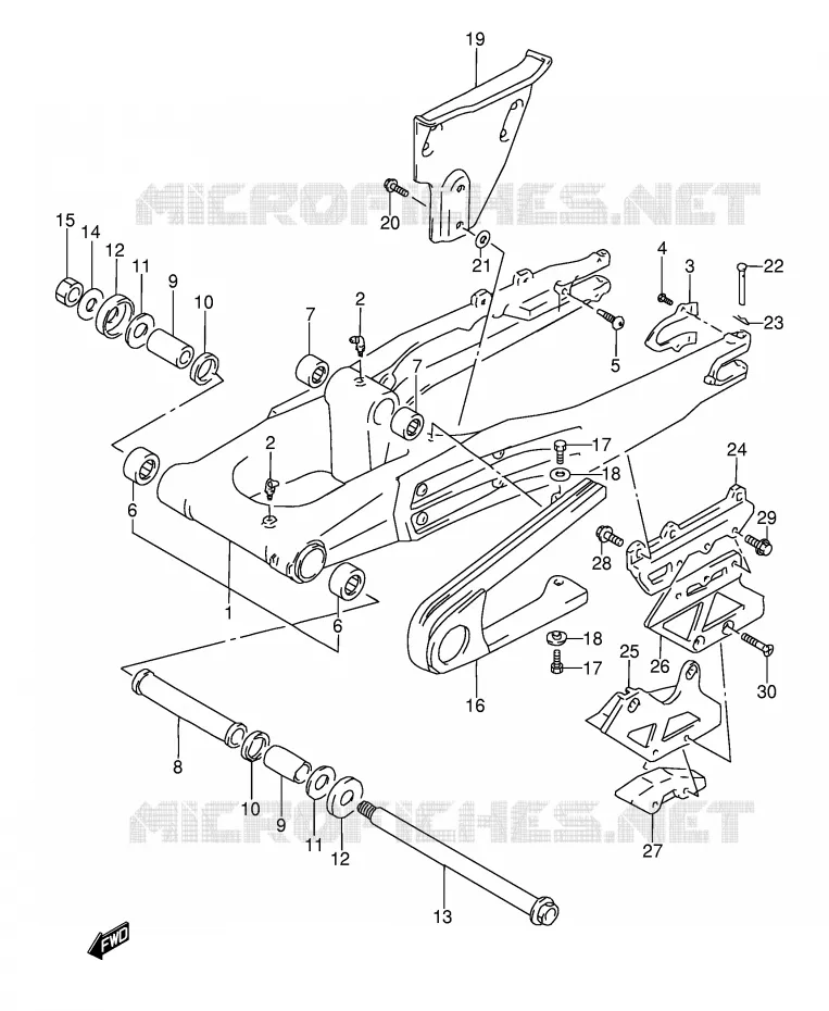 BRAS OSCILLANT ARRIERE (MODELE R/S/T) Suzuki MOTO 350 DR 1991  DR350M(E3)
