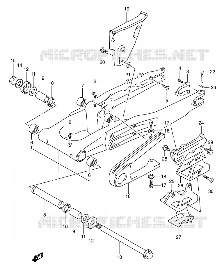 BRAS OSCILLANT ARRIERE (MODELE R/S/T) Suzuki MOTO 350 DR 1996  DR350T(E1)