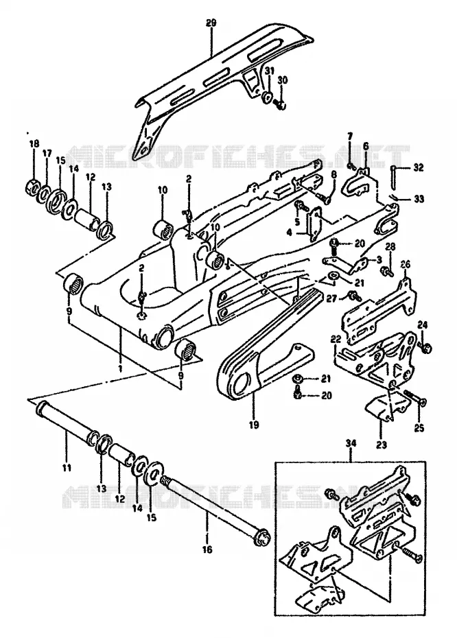 BRAS OSCILLANT ARRIERE (MODELE R) Suzuki MOTO 350 DR 1990  DR350SL(L/M/N/P/R)