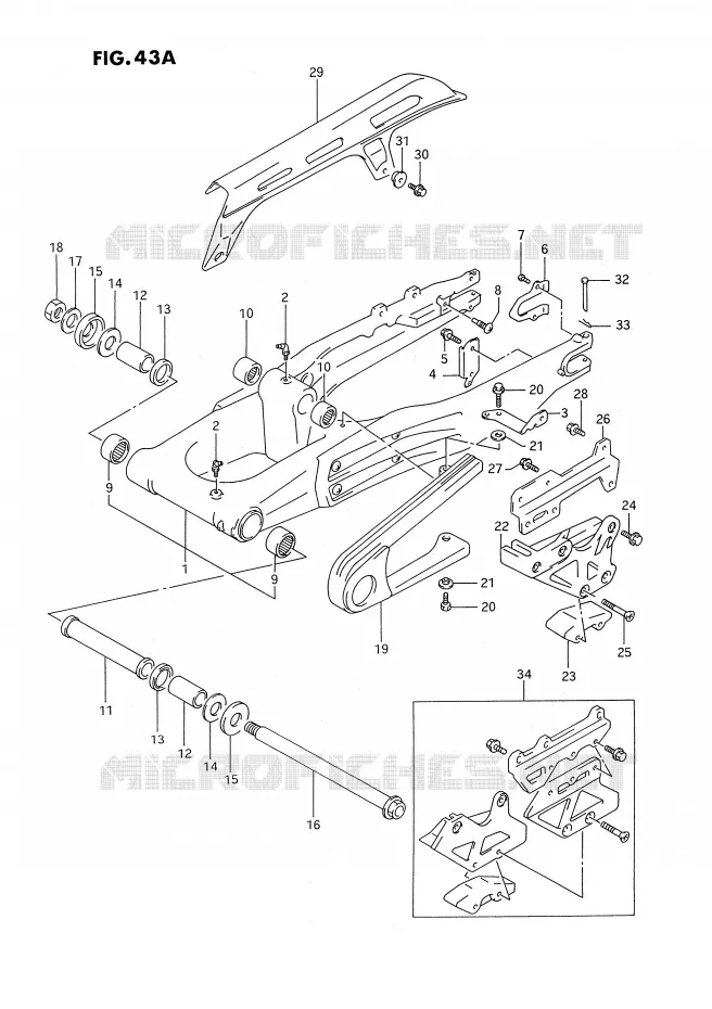 BRAS OSCILLANT ARRIERE (MODELE R) Suzuki MOTO 350 DR 1993  DR350SP/SHP(E2)