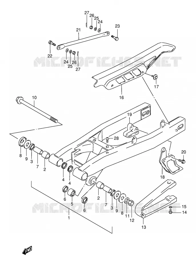 BRAS OSCILLANT ARRIERE Suzuki MOTO 125 DR 1998  DR125SEUW(E4)