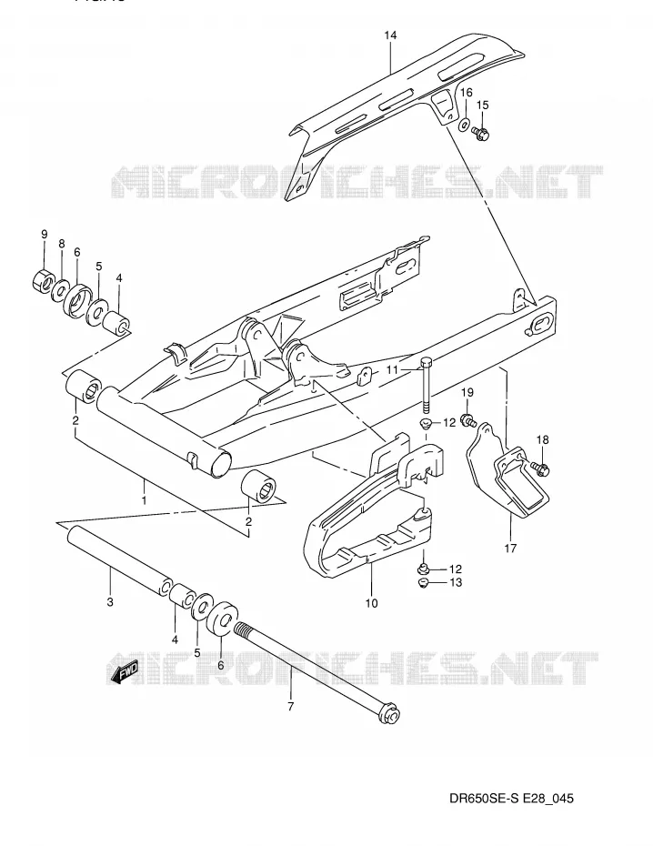 BRAS OSCILLANT ARRIERE Suzuki MOTO 650 DR 1993  DR650SP(E28)