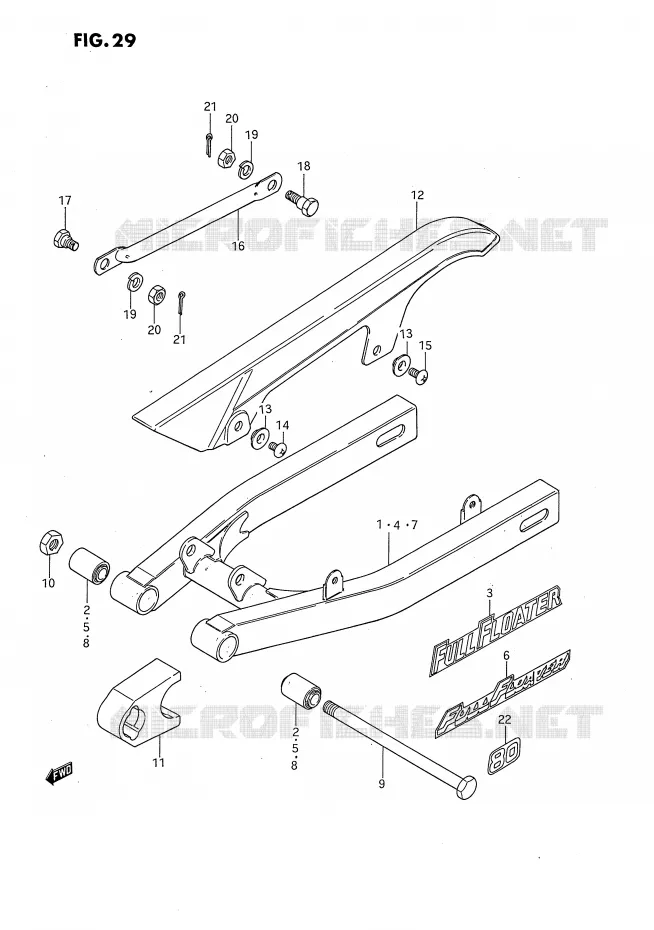 BRAS OSCILLANT ARRIERE Suzuki MOTO 80 DS 1987  DS80H(E3)