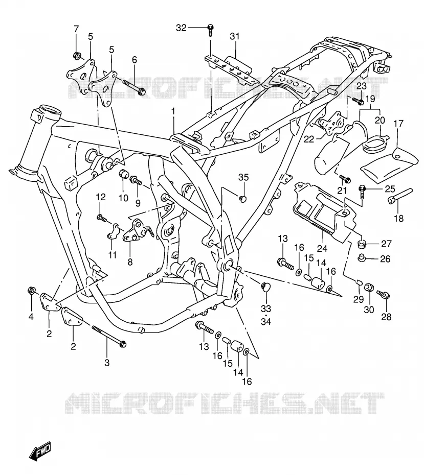 CADRE (MODELE K2/K3/K4/K5) Suzuki MOTO 650 DR 2001  DR650SEK1(E3/E28)