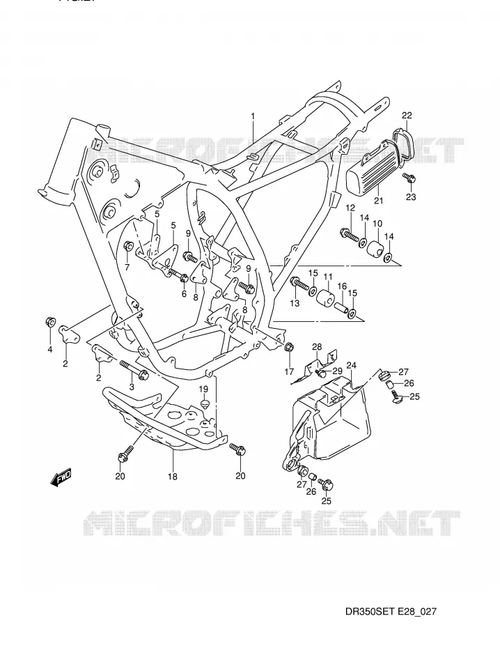 CADRE (MODELE L/M/N/P) Suzuki MOTO 350 DR 1991  DR350SM(E28)