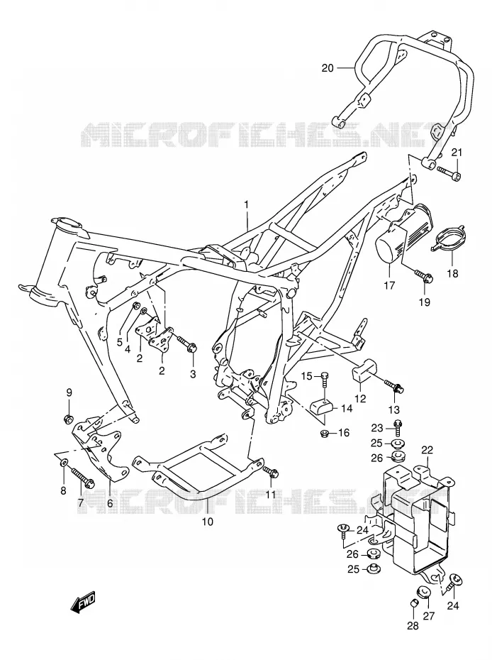 CADRE (MODELE R/S/T) Suzuki MOTO 125 DR 1998  DR125SEW/SEUW(E4)