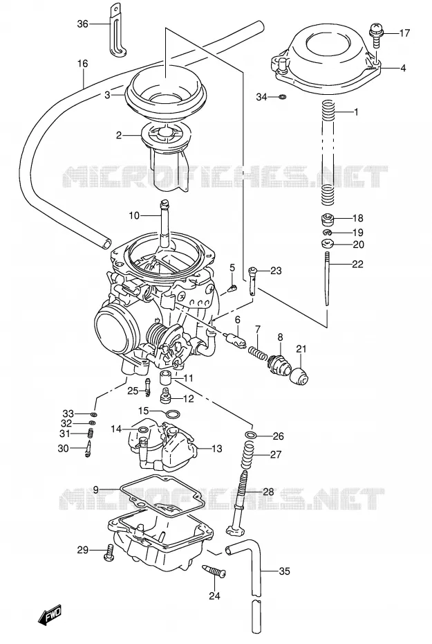 CARBURATEUR (MODELE N/P/R/S) Suzuki MOTO 650 DR 1994  DR650RSEUR(E4)