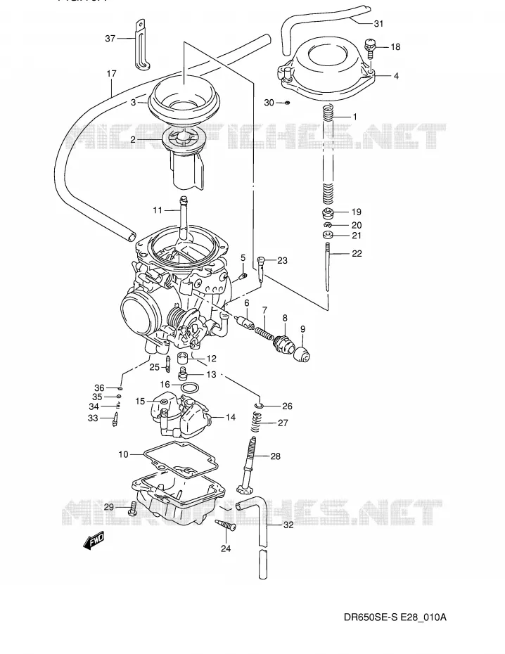 CARBURATEUR (MODELE R/S) Suzuki MOTO 650 DR 1993  DR650SP(E28)
