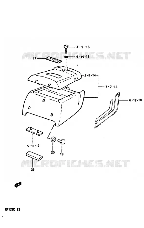 CARENAGE ARRIERE - CAPOT DE SELLE (MODELE D) Suzuki MOTO 125 GP 1999  GP125X(X/D)