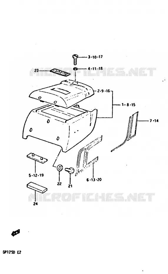 CARENAGE ARRIERE - CAPOT DE SELLE (MODELE X) Suzuki MOTO 125 GP 1983  GP125D(X/D)
