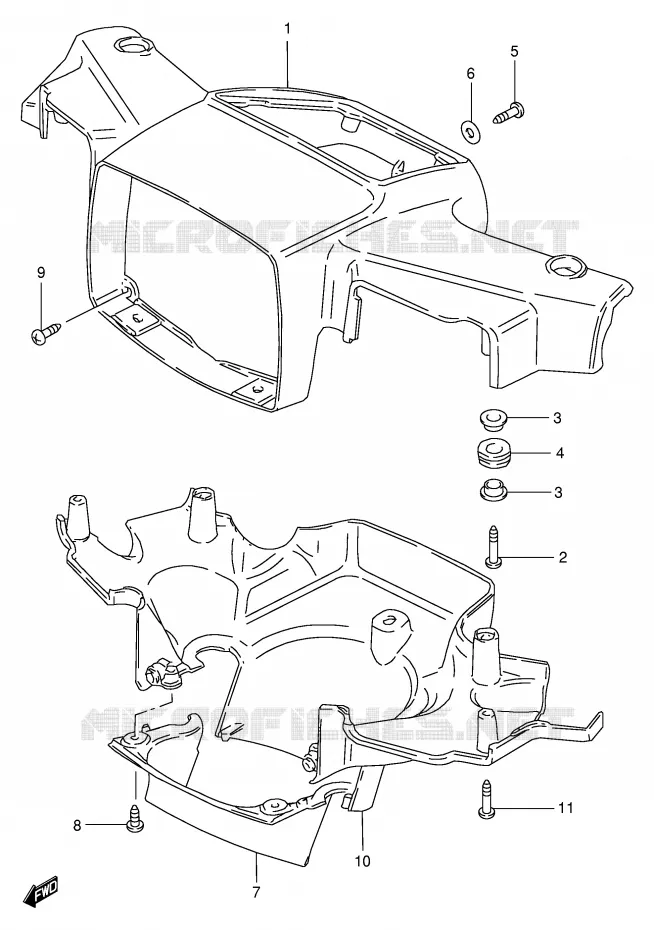 CARENAGE TETE DE FOURCHE (MODELE G/R/S/V) Suzuki SCOOTER 100 FB 1997  FB100V(E71)