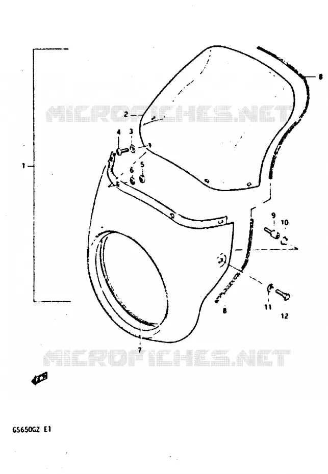 CARENAGE TETE DE FOURCHE (OPT) Suzuki MOTO 650 GS 1982  GS650GZ(X/Z)