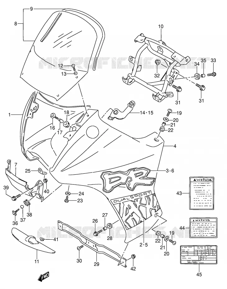 CARENAGES - ETIQUETTES (MODELE R) Suzuki MOTO 650 DR 1992  DR650SEUN(E4)