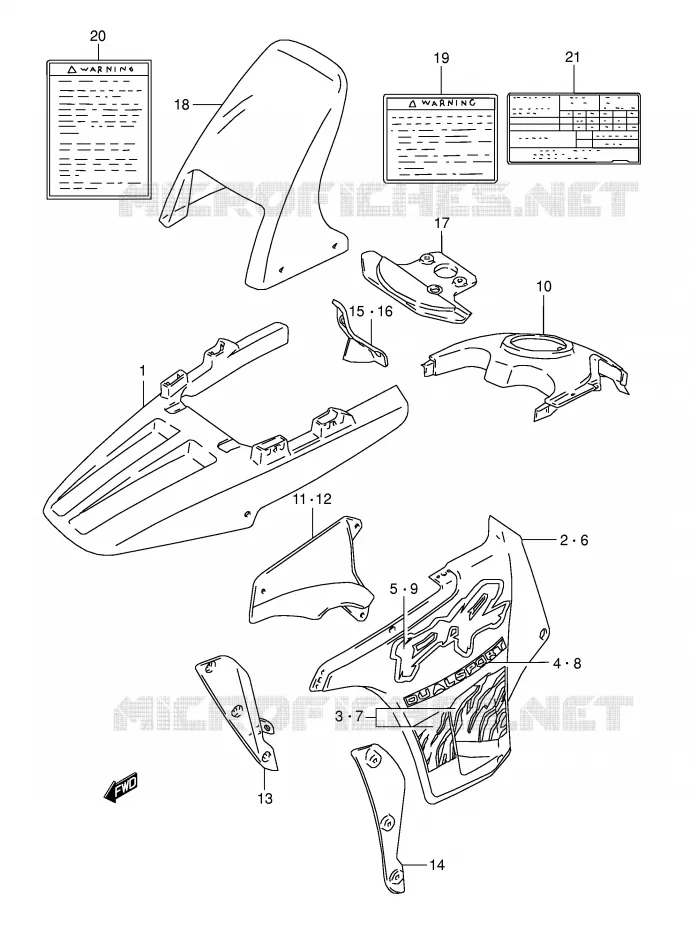 CARENAGES - ETIQUETTES (MODELE R) Suzuki MOTO 800 DR 1994  DR800SUR