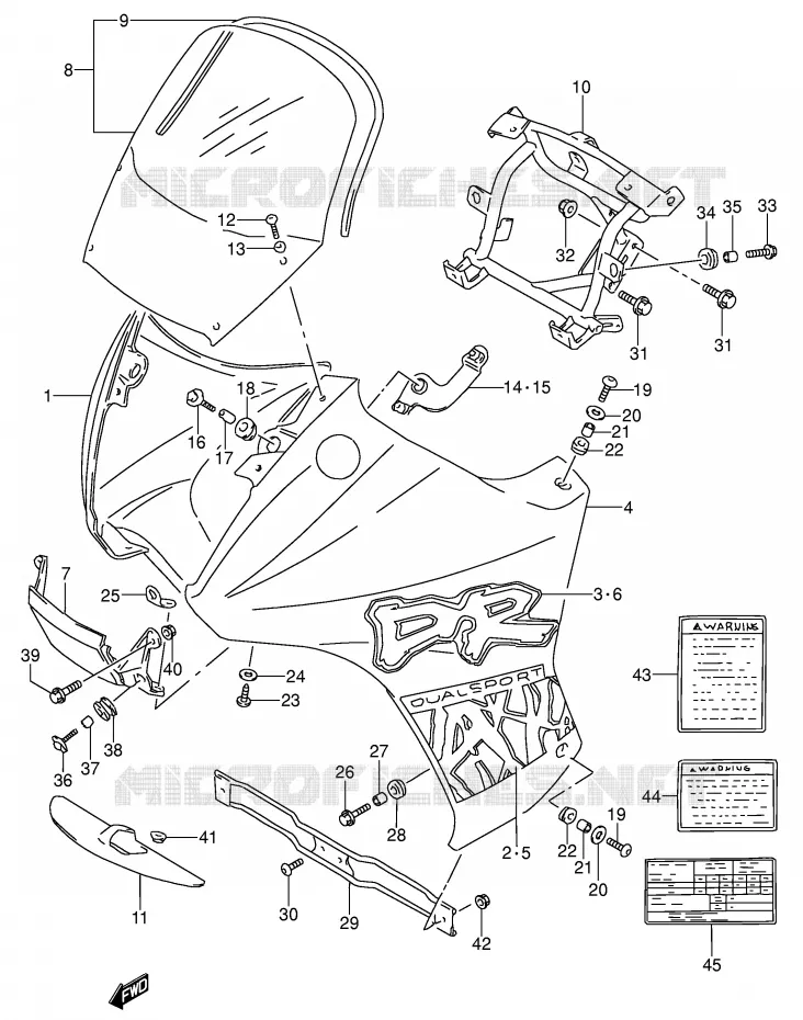 CARENAGES - ETIQUETTES (MODELE S) Suzuki MOTO 650 DR 1995  DR650RSES(E4)
