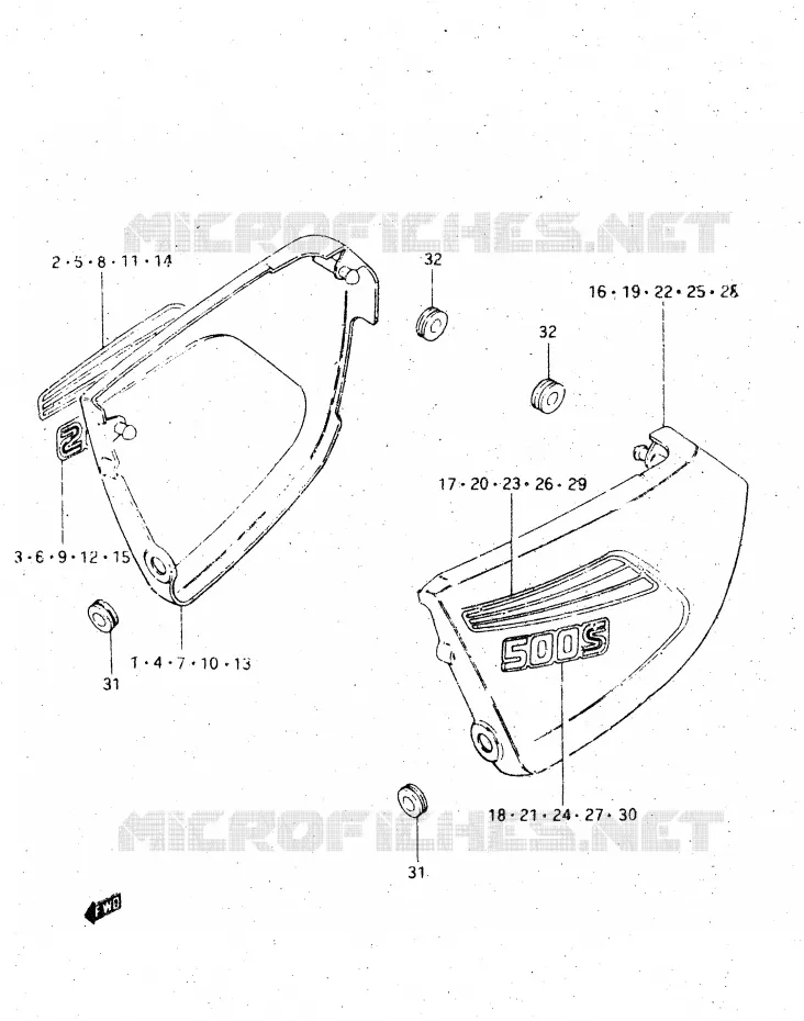 CARENAGES ARRIERE  (MODELE D) Suzuki MOTO 500 DR 1984  DR500SE(E1)