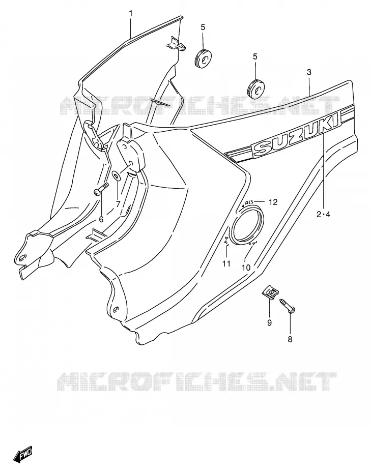 CARENAGES ARRIERE  (MODELE G/R/S/V) Suzuki SCOOTER 100 FB 1986  FB100DG(E71)