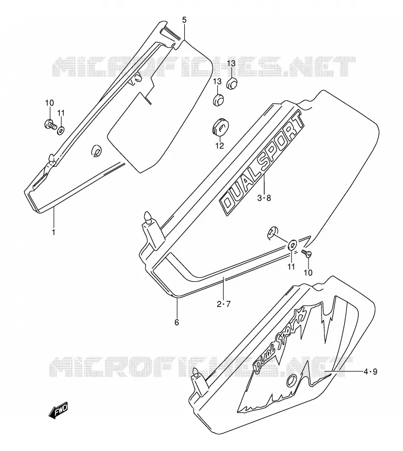 CARENAGES ARRIERE  (MODELE L/M) Suzuki MOTO 250 DR 1990  DR250SL(E24)