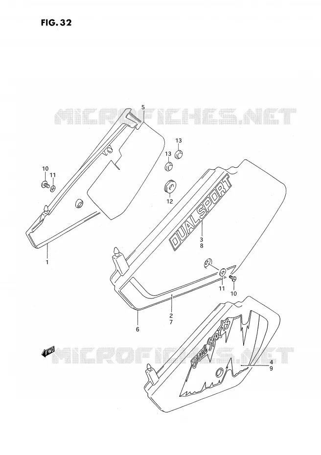 CARENAGES ARRIERE  (MODELE L/M) Suzuki MOTO 350 DR 1993  DR350SP/SHP(E2)