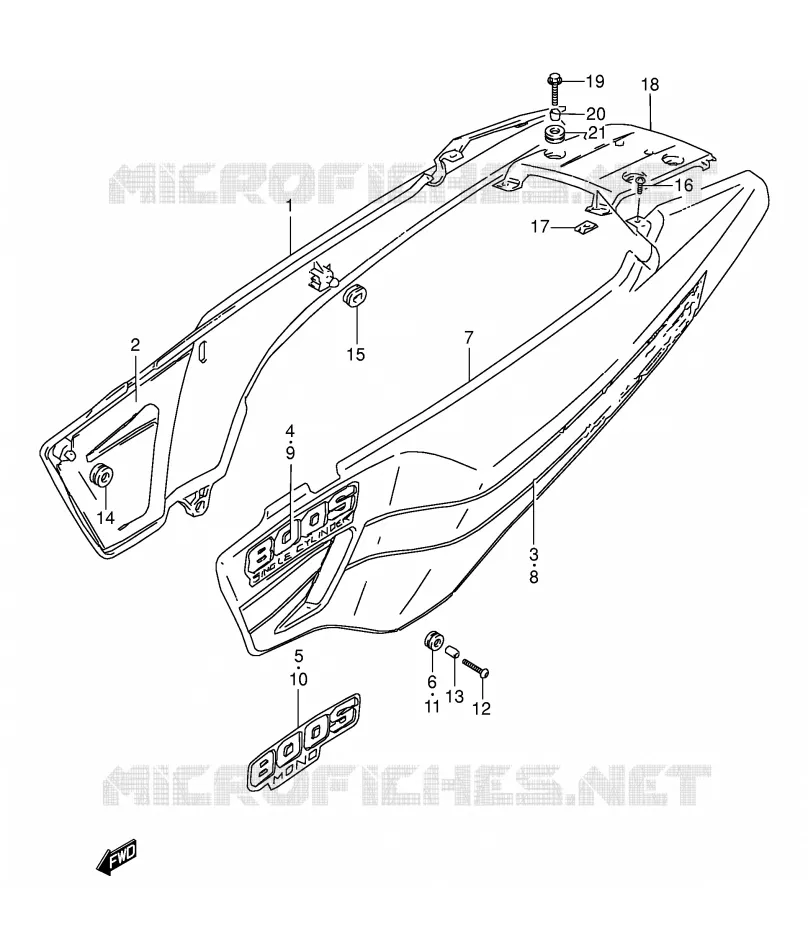 CARENAGES ARRIERE  (MODELE M) Suzuki MOTO 800 DR 1994  DR800SUR