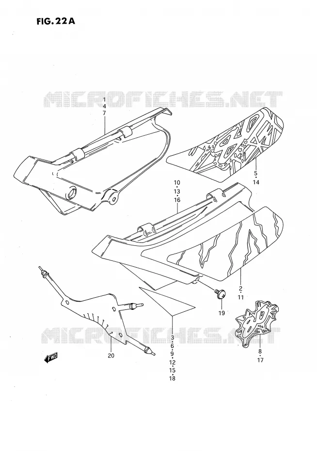 CARENAGES ARRIERE  (MODELE N/P/R/S) Suzuki MOTO 80 DS 1989  DS80K(E3)