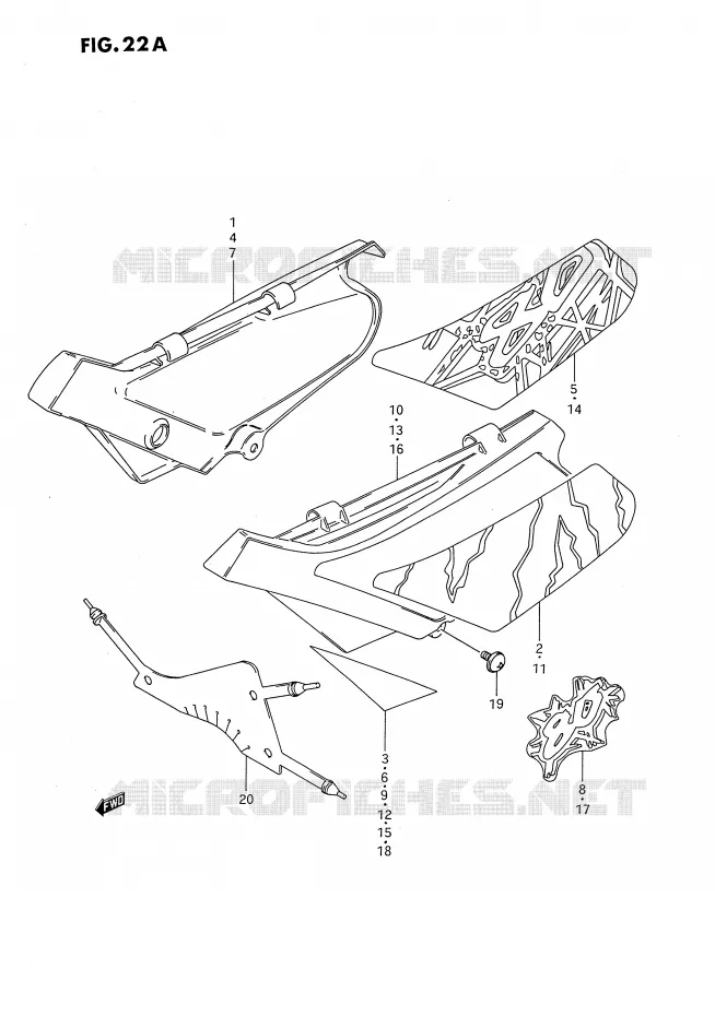 CARENAGES ARRIERE  (MODELE N/P/R/S) Suzuki MOTO 80 DS 1991  DS80M(E24)