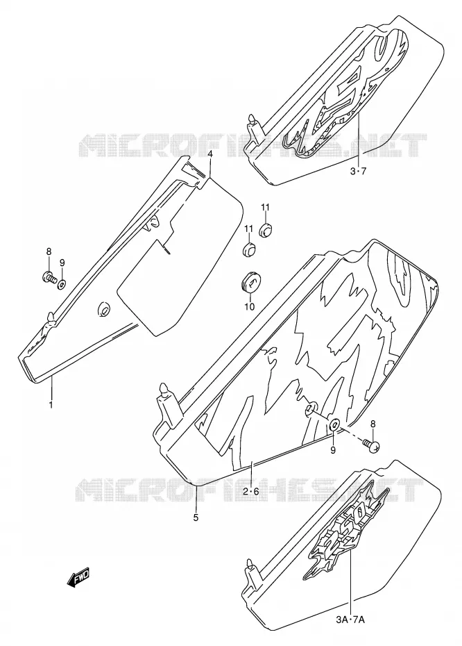 CARENAGES ARRIERE  (MODELE N/P/R) Suzuki MOTO 250 DR 1991  DR250SM(E24)