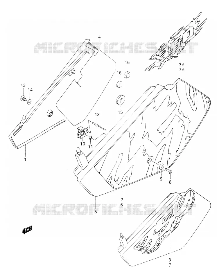 CARENAGES ARRIERE  (MODELE N/P/R) Suzuki MOTO 350 DR 1991  DR350M(E28)