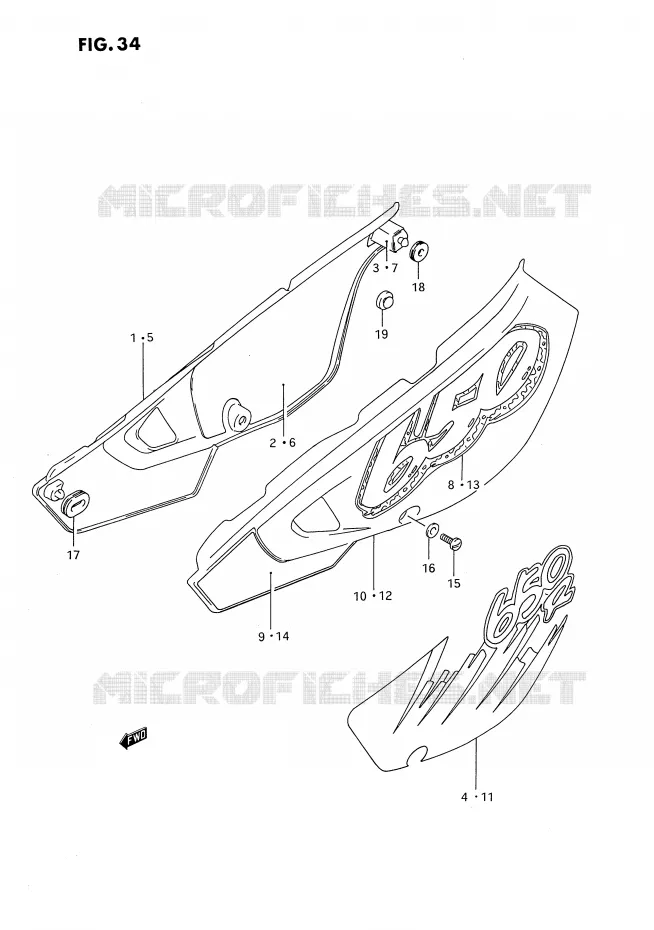 CARENAGES ARRIERE  (MODELE N/P) Suzuki MOTO 650 DR 1993  DR650RUP(E4)
