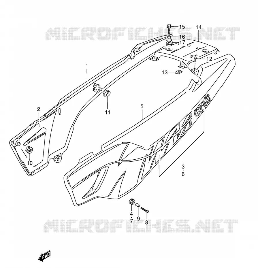 CARENAGES ARRIERE  (MODELE N) Suzuki MOTO 800 DR 1994  DR800SUR