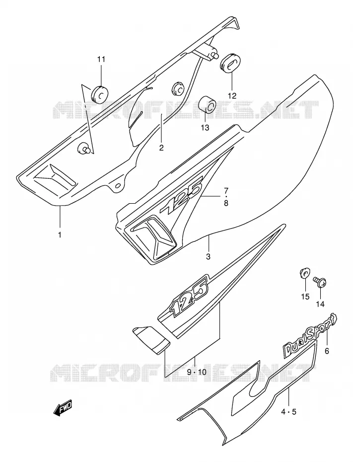 CARENAGES ARRIERE  (MODELE W/X/Y) Suzuki MOTO 125 DR 1995  DR125SES(E4)